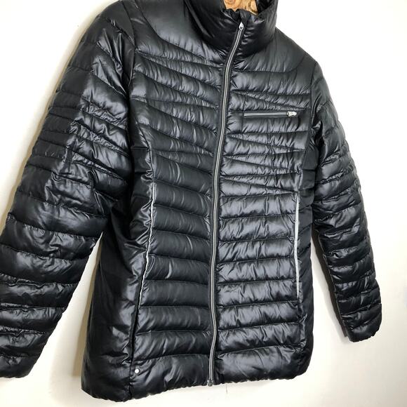 Spyder Timeless Down Jacket Winter Coat Puffer Black Glossy Zip Up High Neck L - Picture 4 of 13